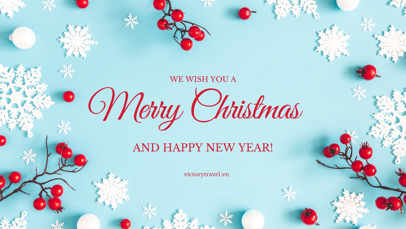 Sky Blue And Red Modern Merry Christmas Greeting Facebook Cover